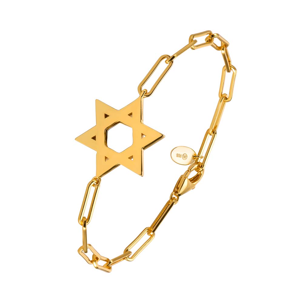 Bracelet chaine argent doré étoile de david 1