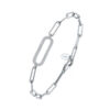 Bracelet chaine argent ovale serti de pierre blanche 1