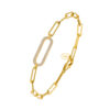 Bracelet chaine argent ovale doré serti de pierre blanche 2