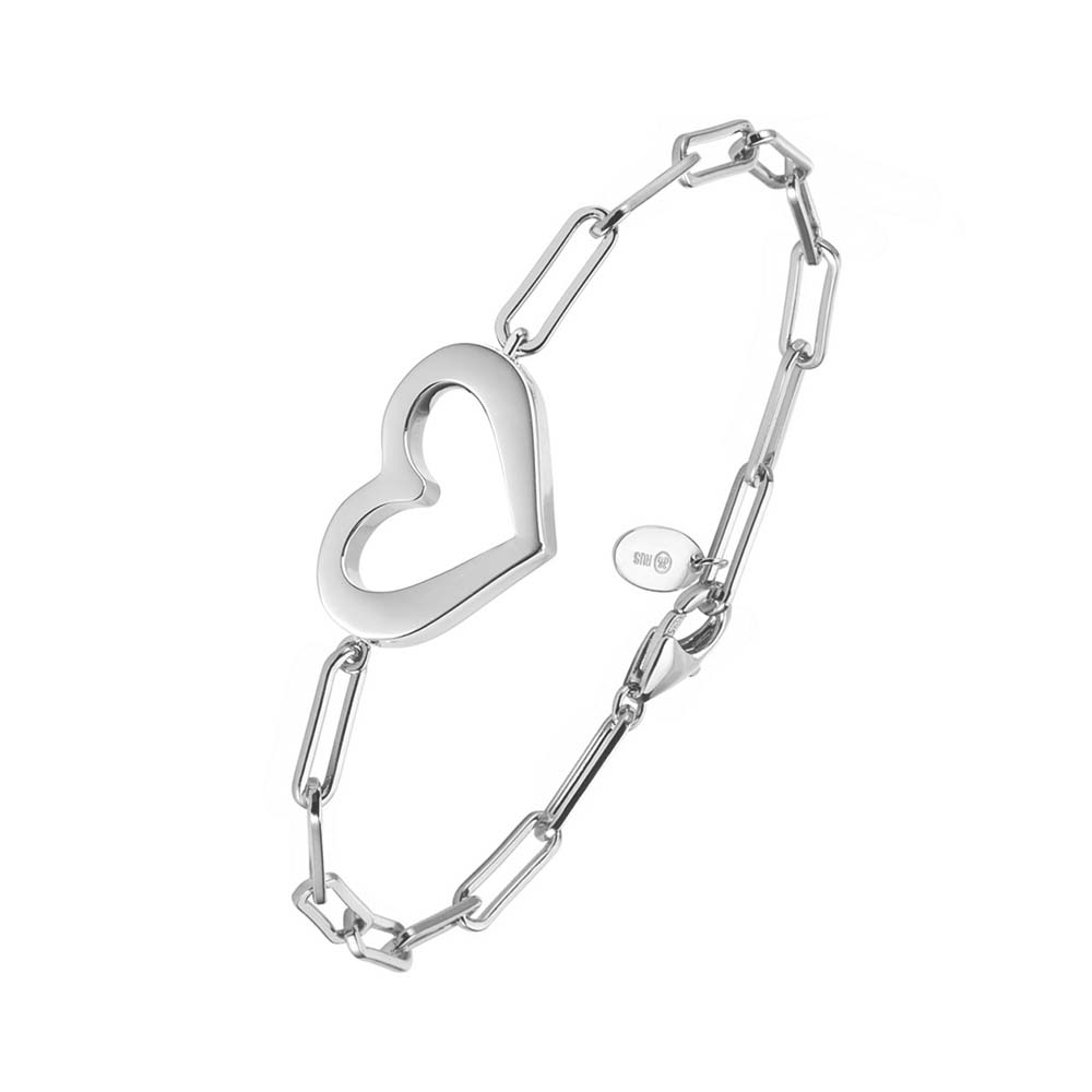 Bracelet chaine argent rhodié cœur valentine 1