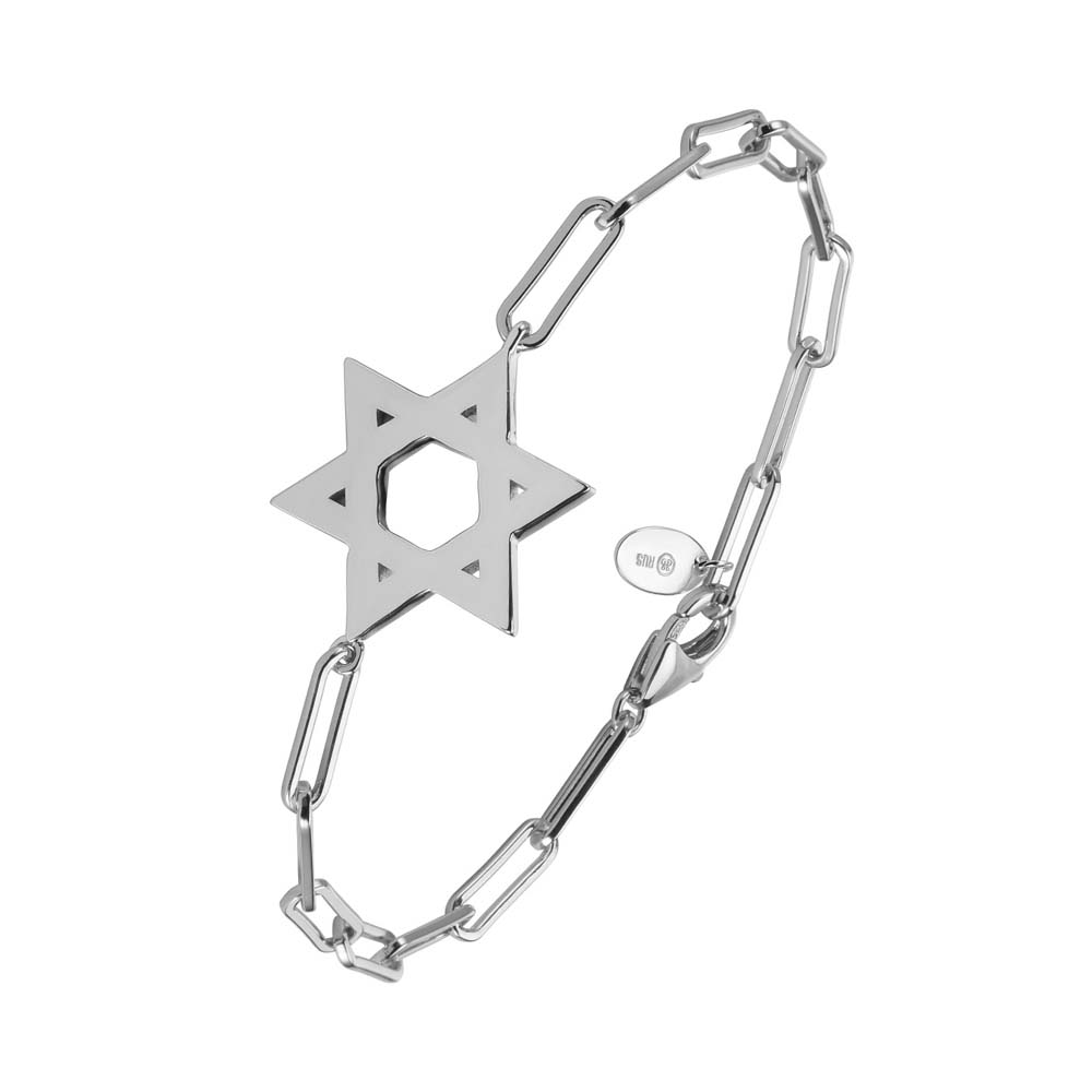 Bracelet chaine argent rhodié étoile de david 1