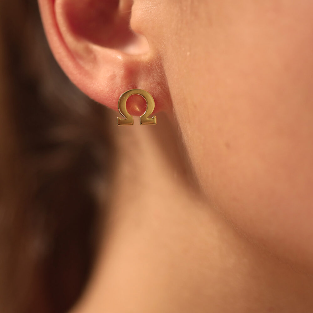 Omega 2 rhodium silver earrings