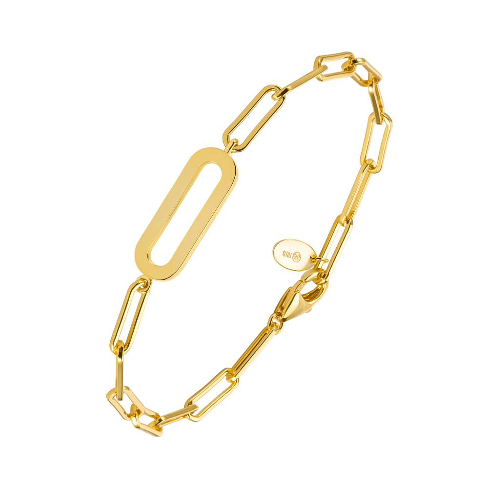 Bracelet chaine argent rhodié ovale doré eva 1