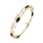 Bracelet double tour chaine doré argent celine pierre onyx 4