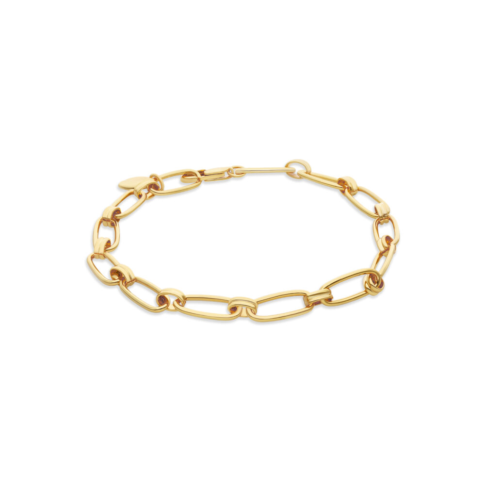 Golden chain bracelet with large oval elements 1