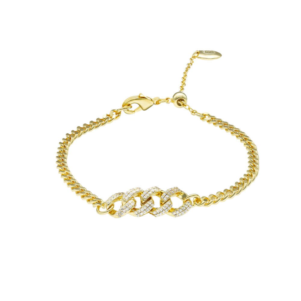 Gold chain bracelet with large mesh 1