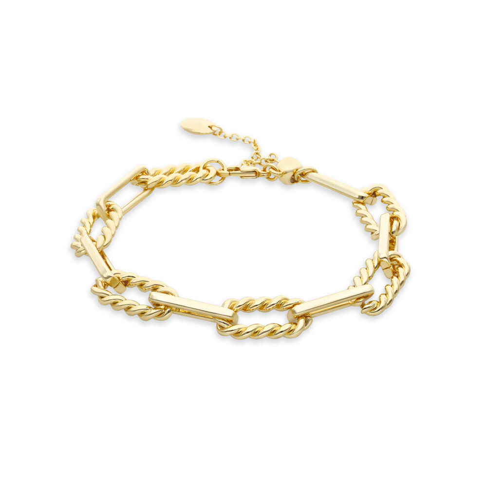Golden chain bracelet set with zirconium 1