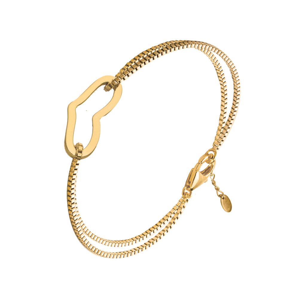 Golden double chain heart bracelet 1