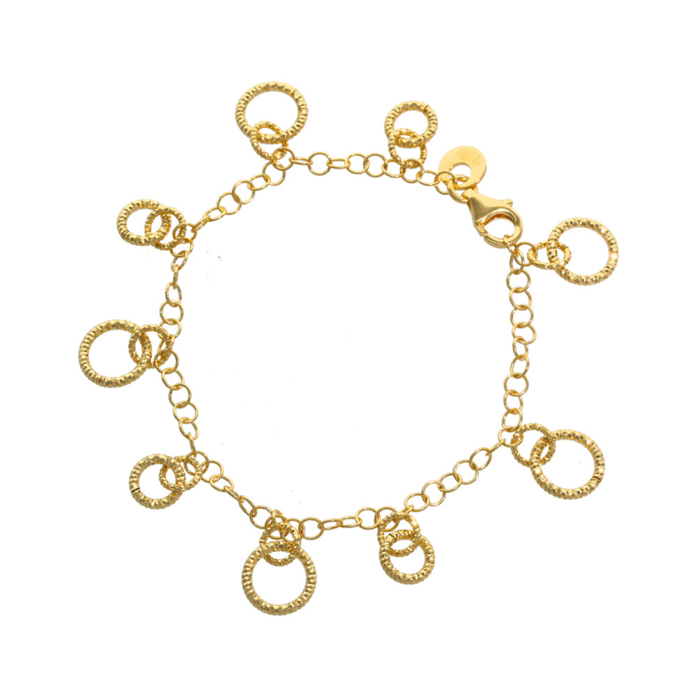 Bracelet en argent doré avec pampilles cercles 1
