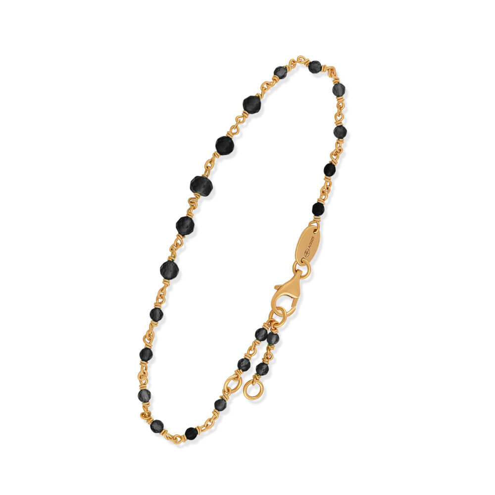 Bracelet en argent doré cascade pierre spinelle noire