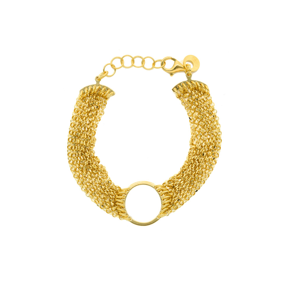 Bracelet en argent doré cercle multi-chaine