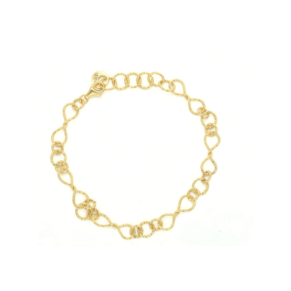 Bracelet en argent doré diamanté torsadée