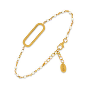 Bracelet en argent doré lingot pierres blanches 3