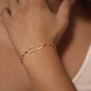 Bracelet en argent doré lingot pierres blanches 4