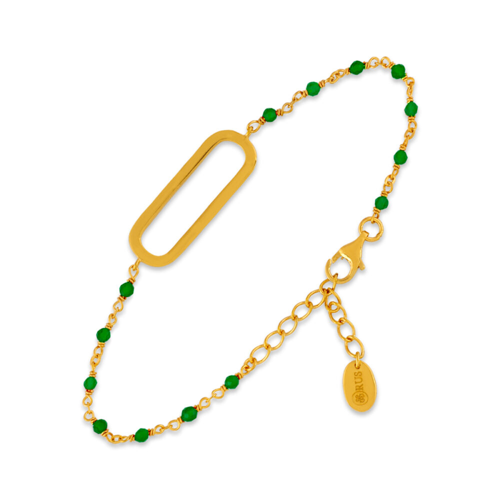 Bracelet en argent doré lingot pierres onyx vert 1