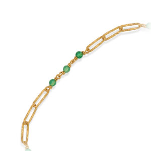 Bracelet en argent doré maillon pierre onyx vert 4
