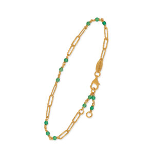Bracelet en argent doré maillon pierre onyx vert 3