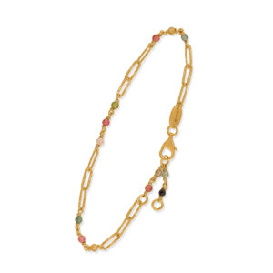 Bracelet en argent doré maillon pierre tourmaline 3