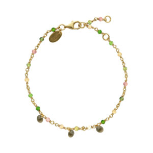 Bracelet en argent doré pierres naturelles tourmaline pampilles quartz fumé 3