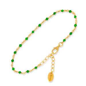 Bracelet en argent doré pierres onyx vert 3