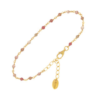 Bracelet en argent doré pierres quartz rose fraise 3