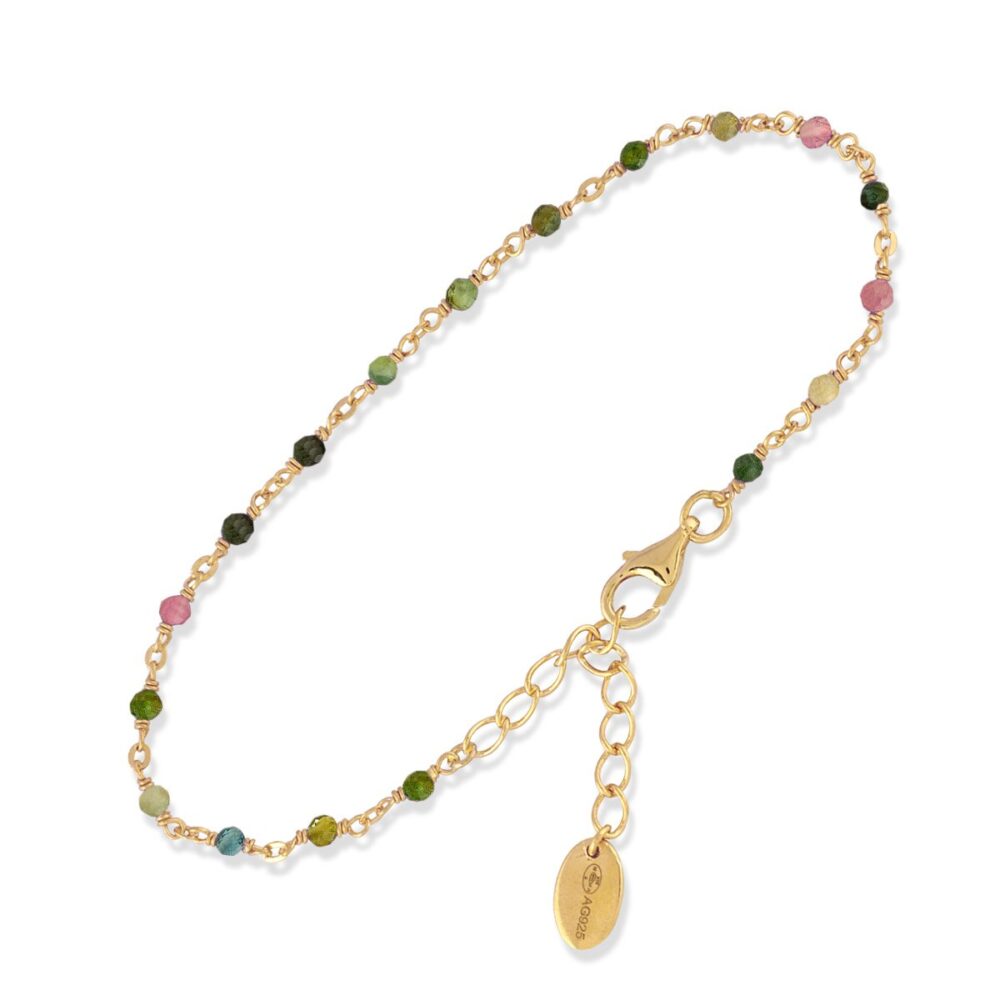 Bracelet in gilded silver with tourmaline stones 1