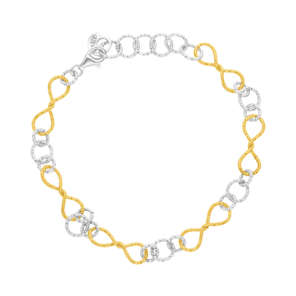 Bracelet en argent doré rhodié diamanté torsadée