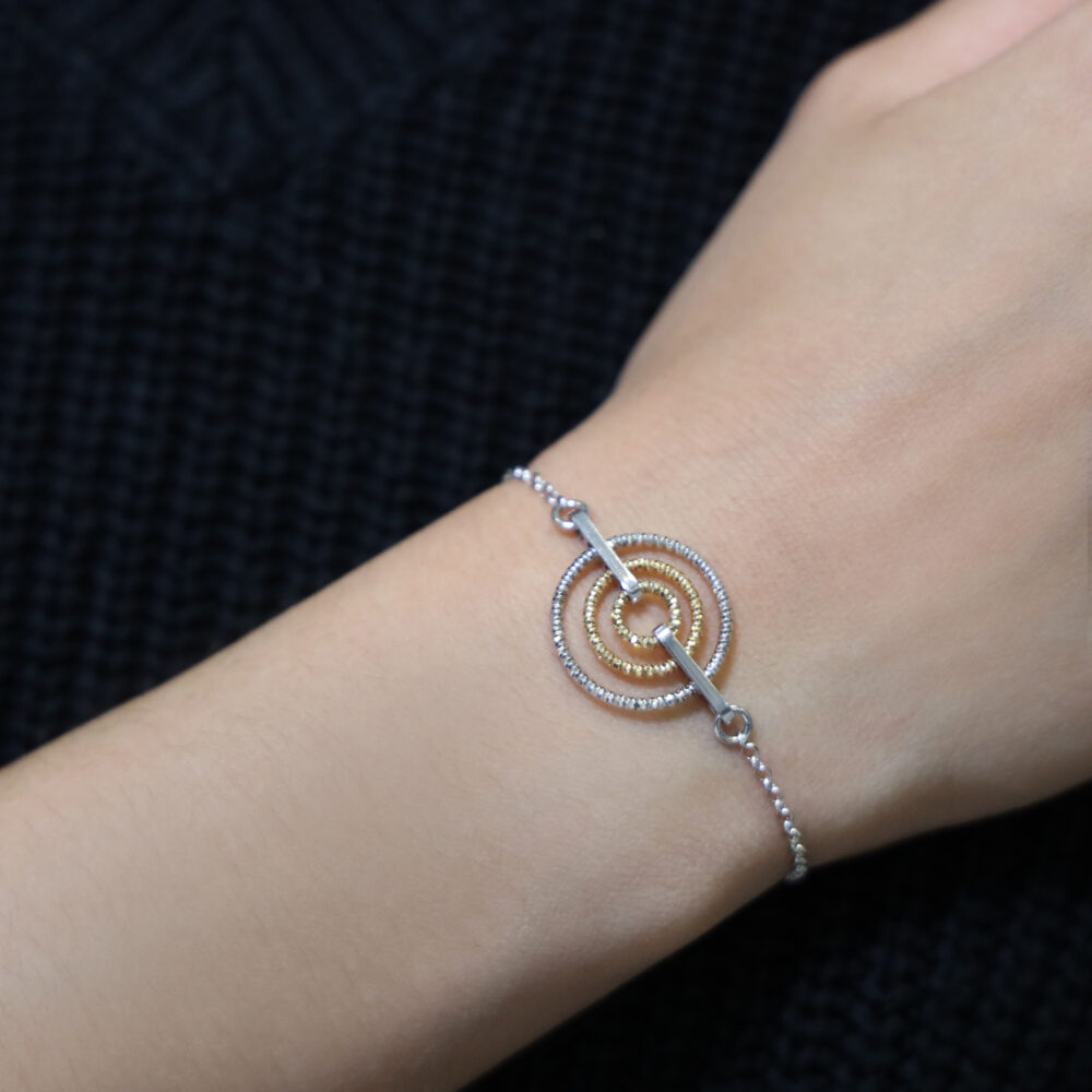 Silver and gold bracelet in the shape of a diamond circle giulia 2