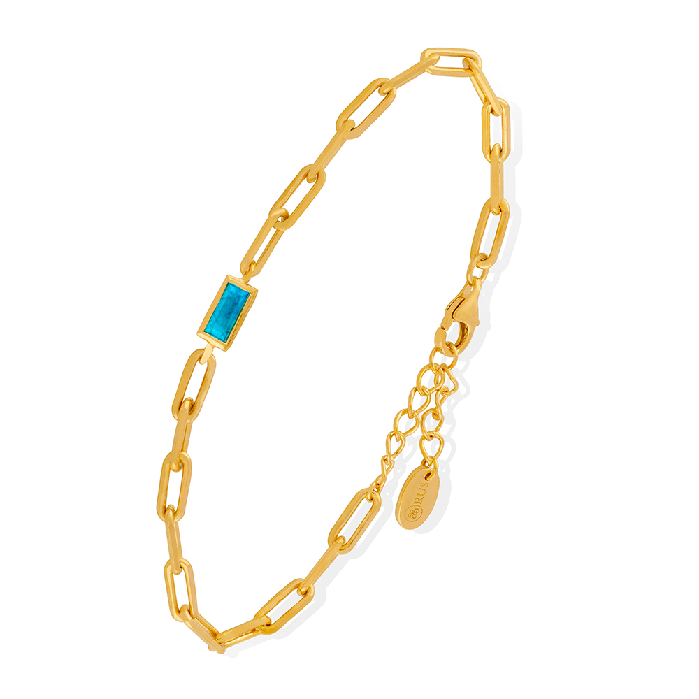 Bracelet chaine en argent pierre turquoise doré 1