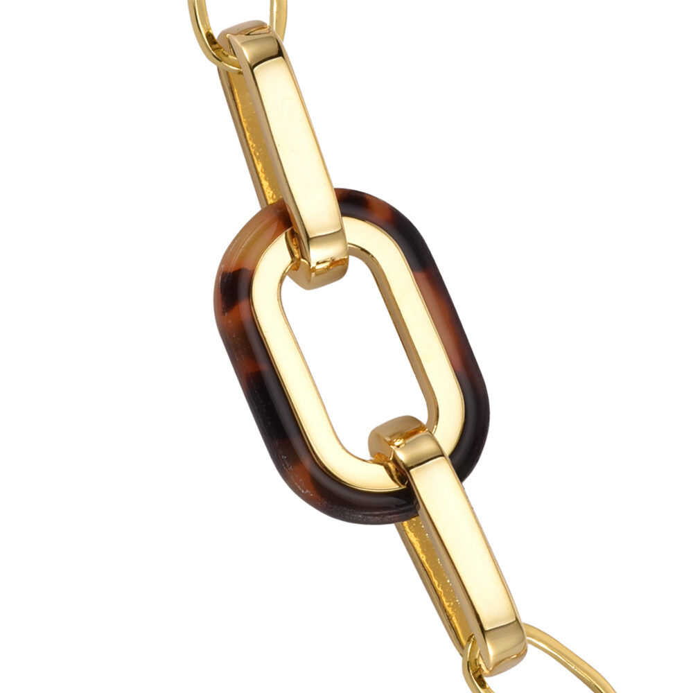Bracelet en argent rectangle doré et acétate écaille marron muriel 5
