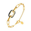 Bracelet en argent rectangle doré et acétate écaille grise muriel 2