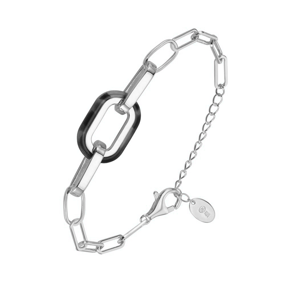 Bracelet en argent rectangle et acétate écaille grise muriel 3