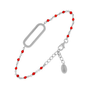 Bracelet en argent rhodié lingot pierres rouges 3
