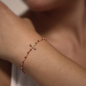 Bracelet en argent doré croix pierres naturelles tourmaline 4