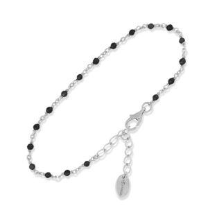 Bracelet en argent rhodié pierres noires 3