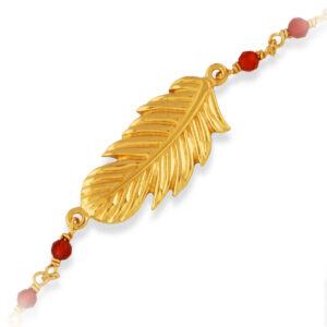 Bracelet en argent doré plume pierres rouges 5