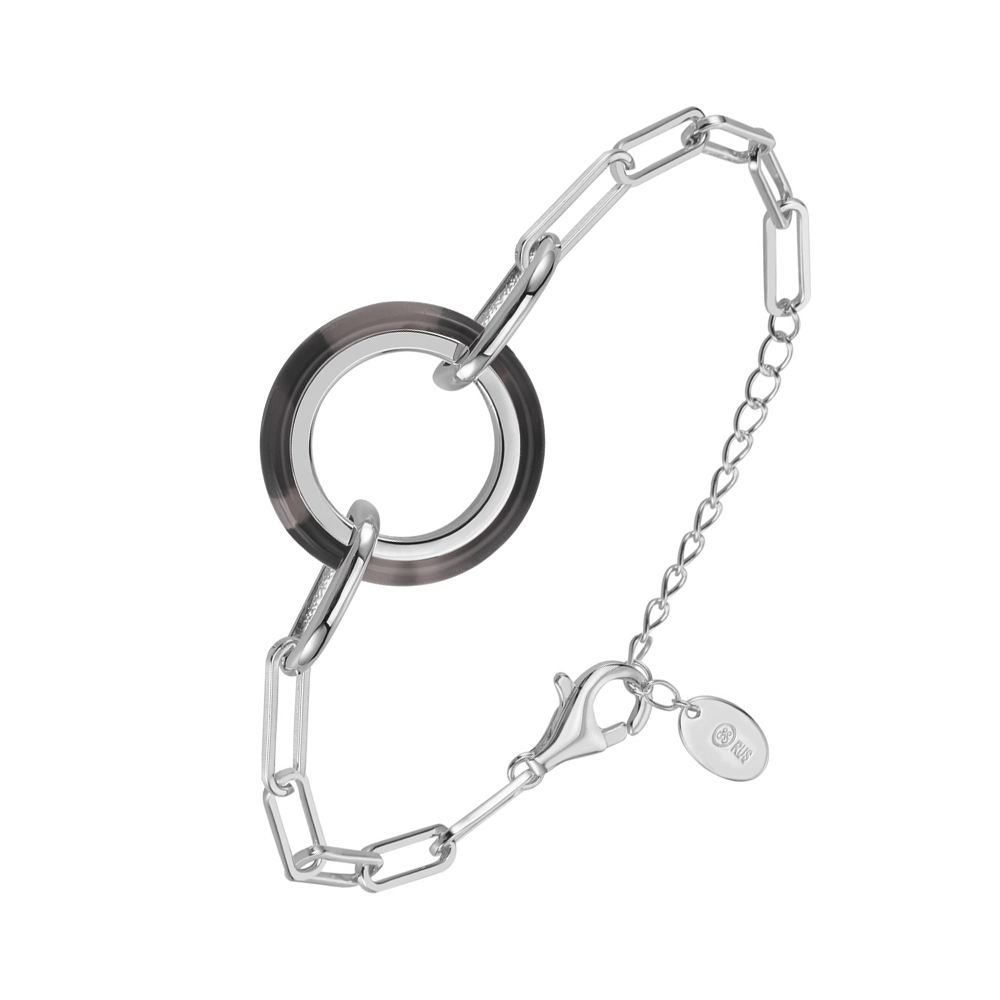 Bracelet en argent rond et acétate écaille grise anaïs 1