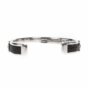 Bracelet homme jonc croix rock argent et galuchat 6