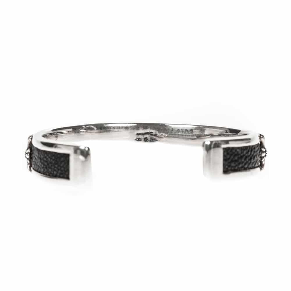 Men's silver and shagreen rock cross bangle bracelet 3