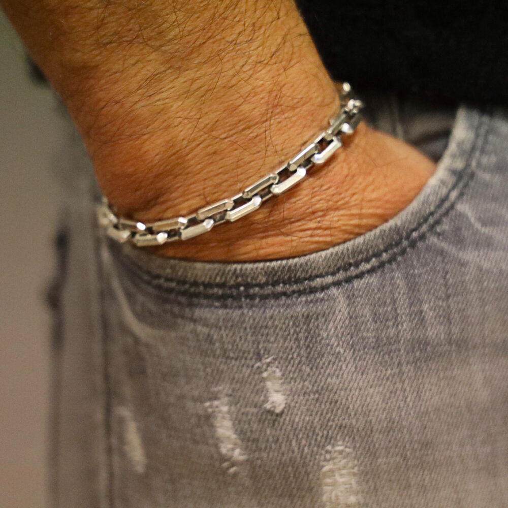 Men's silver faceted mesh bracelet 3