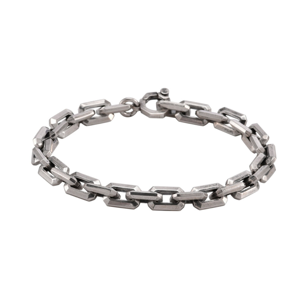 Men's silver faceted mesh bracelet 1