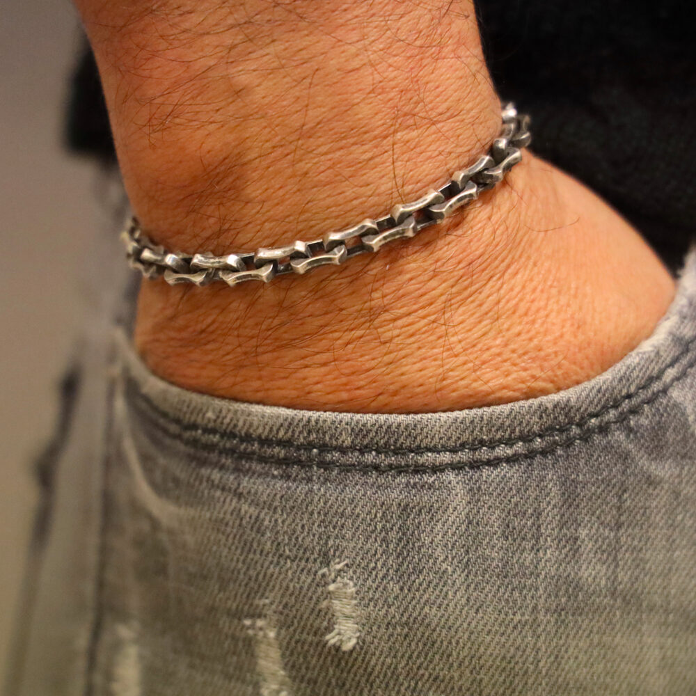 Men's silver mechanical mesh bracelet 3