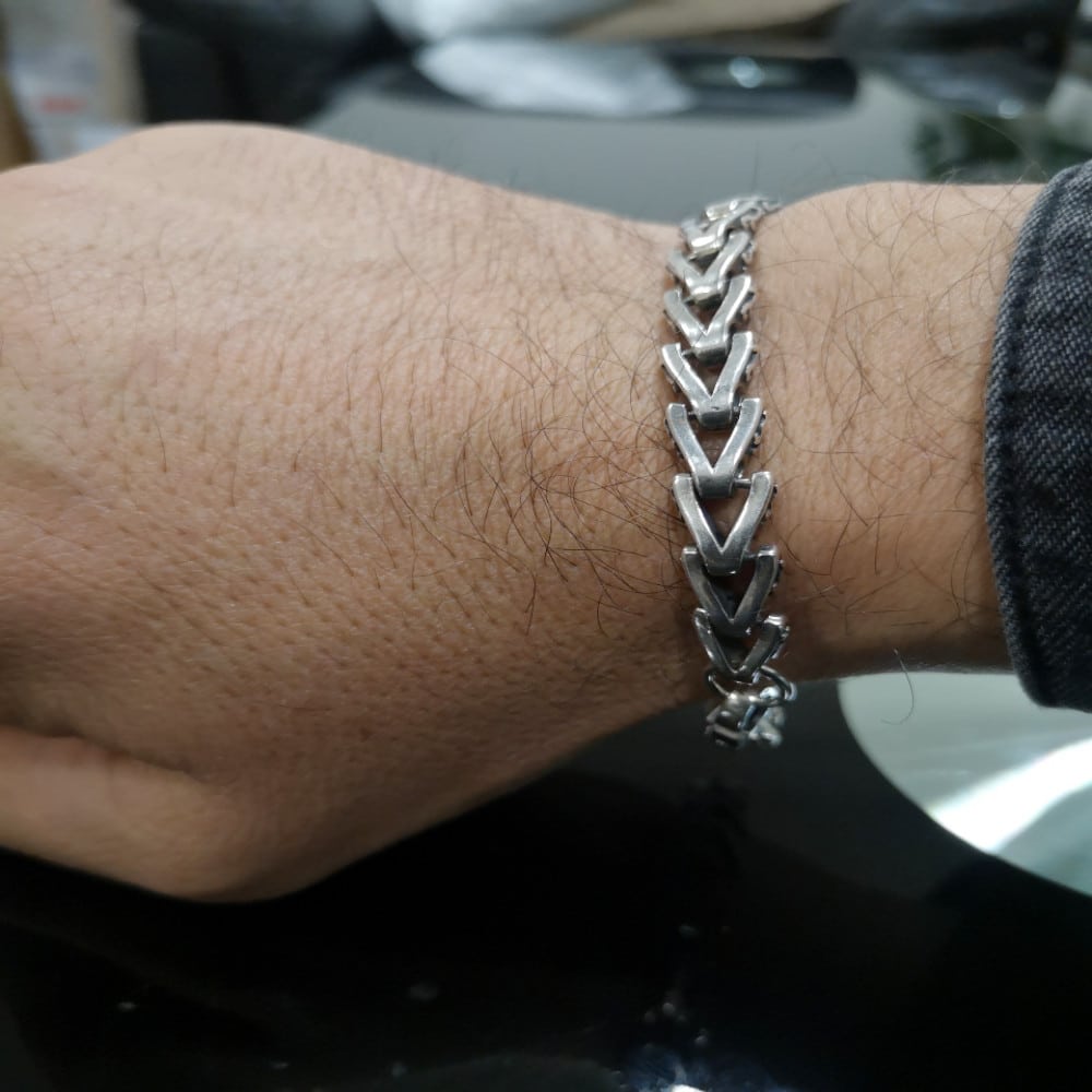 Men's silver bracelet with tribal structure 5