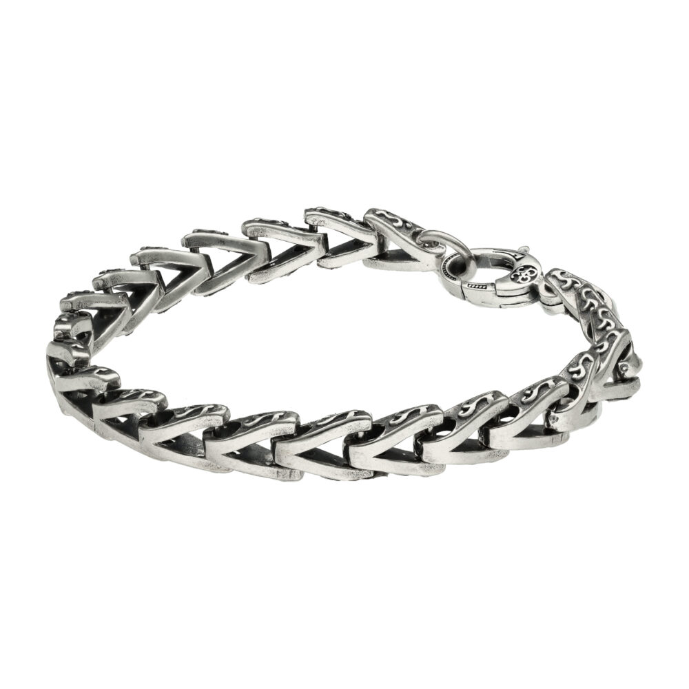 Men's silver bracelet with tribal structure 1