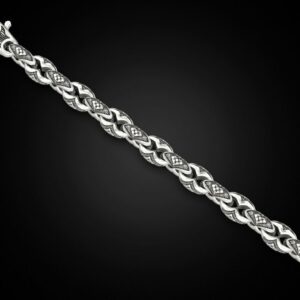 Bracelet homme argent structure tribal maille grain de café 8