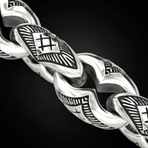Bracelet homme argent structure tribal maille grain de café 7