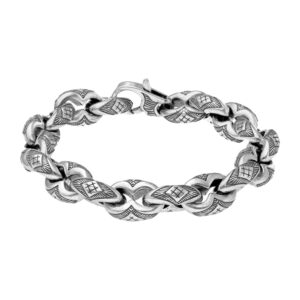 Bracelet homme argent structure tribal maille grain de café 5