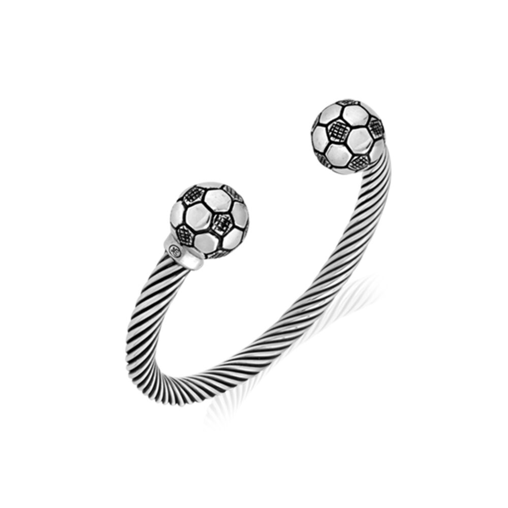 football men's silver bangle bracelet