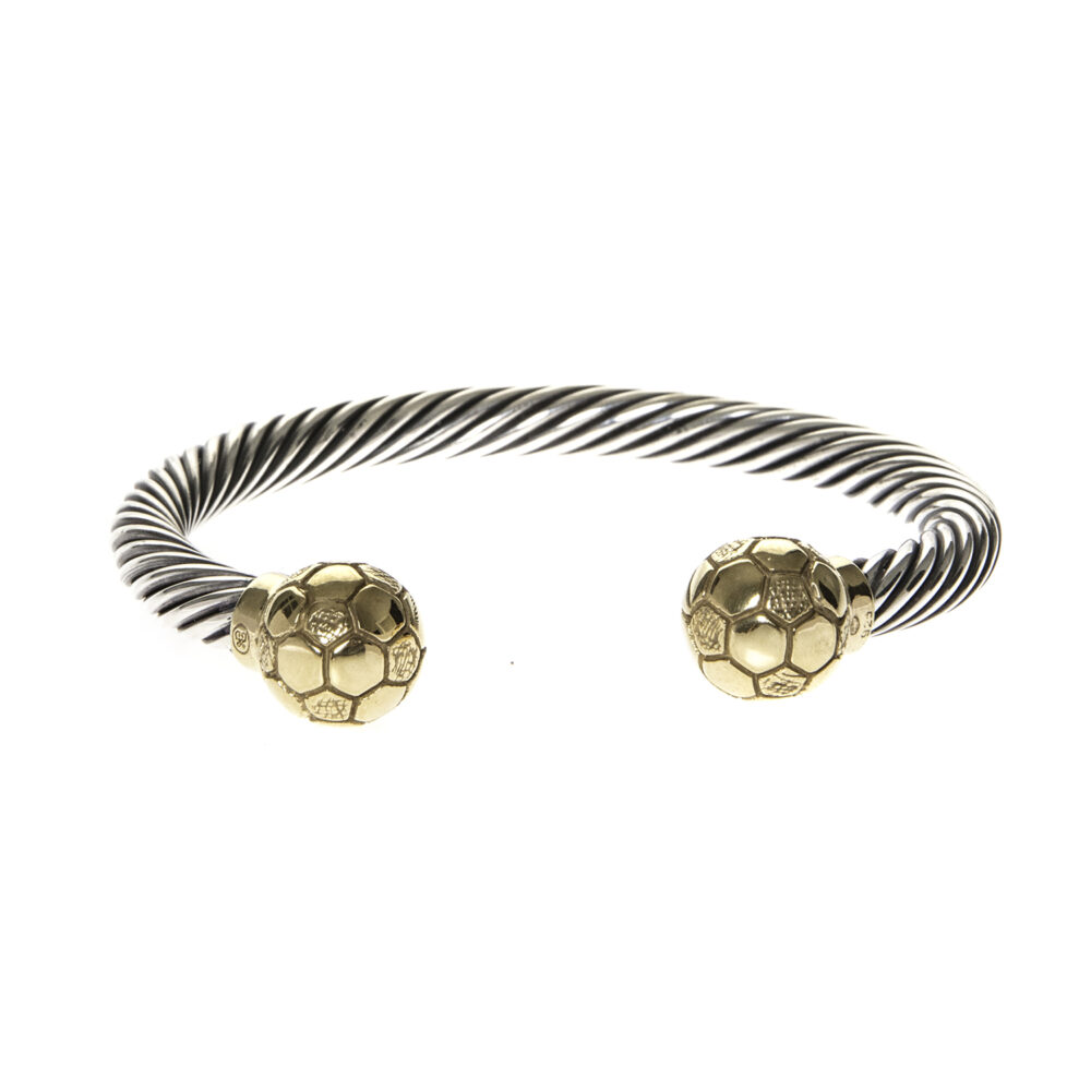 Men's silver football bangle bracelet 1