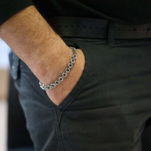 Bracelet homme rock massive big fantaisie argent 4